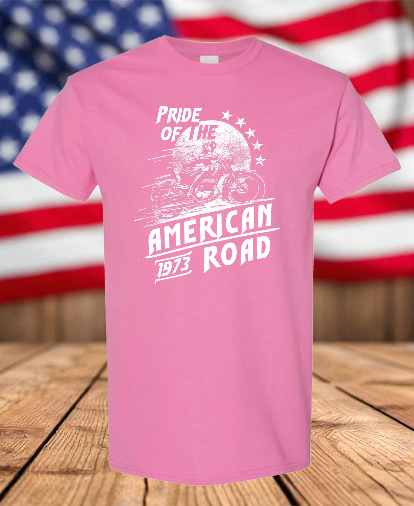 Pride of the American Road 1973 Motorcycle Rider Graphic T-Shirt – Vintage Biker Men's Unisex Tee