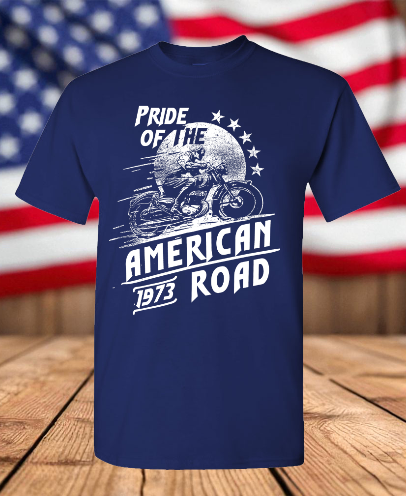 Pride of the American Road 1973 Motorcycle Rider Graphic T-Shirt – Vintage Biker Men's Unisex Tee