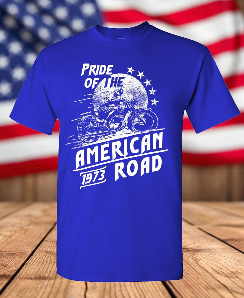 Pride of the American Road 1973 Motorcycle Rider Graphic T-Shirt – Vintage Biker Men's Unisex Tee