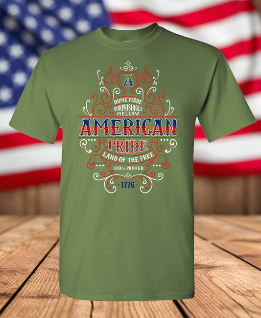 American Pride Whiskey Label 1776 T-Shirt – Patriotic Red, White & Blue Graphic Tee