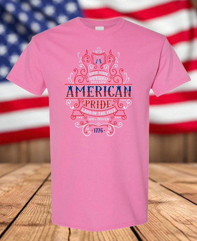 American Pride Whiskey Label 1776 T-Shirt – Patriotic Red, White & Blue Graphic Tee