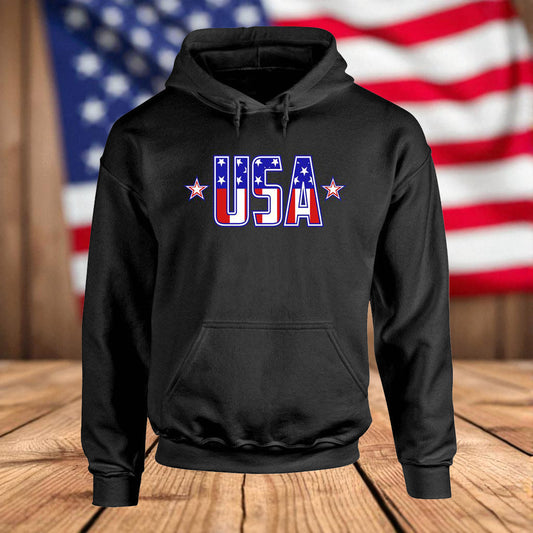 USA Stars & Stripes Fleece Hoodie – Patriotic Flag Graphic Hooded Sweatshirt
