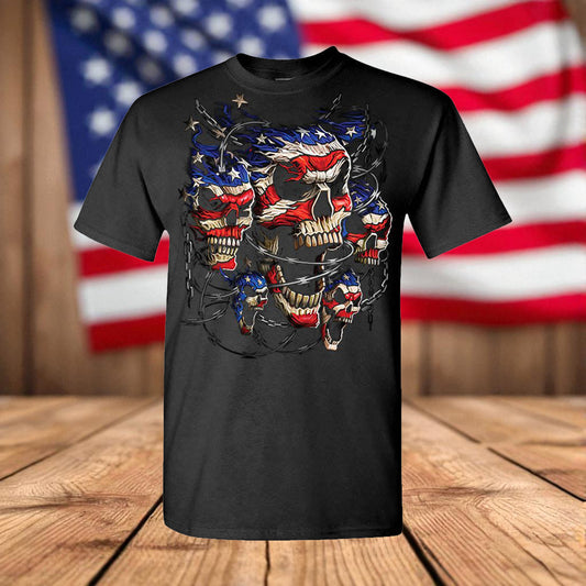 Patriotic Skull USA Flag Men's Unisex T-Shirt – American Graphic Tee