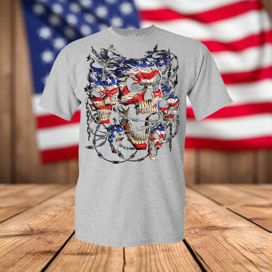Patriotic Skull USA Flag Men's Unisex T-Shirt – American Graphic Tee