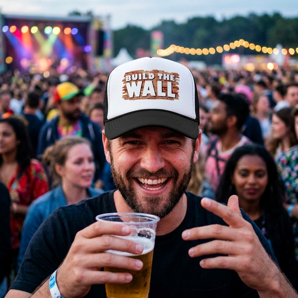 BUILD THE WALL - Five Panel Retro Style TRUCKER Cap