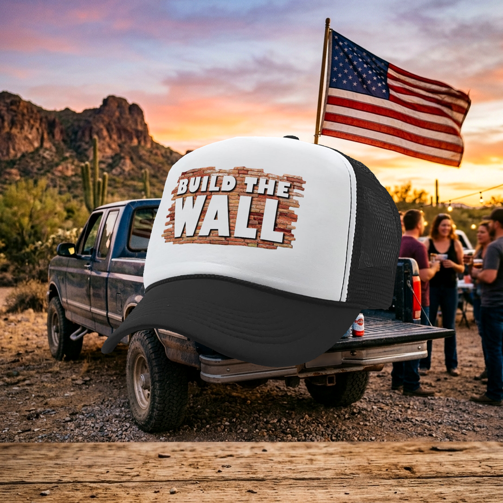 BUILD THE WALL - Five Panel Retro Style TRUCKER Cap