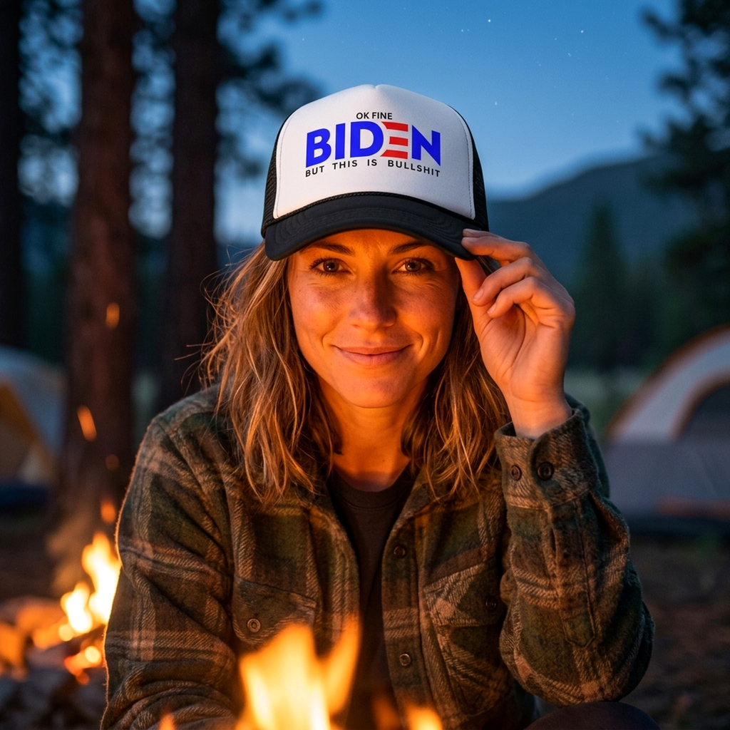OK FINE - Biden - But This Is BULLSHIT - Five Panel Retro Style TRUCKER Cap