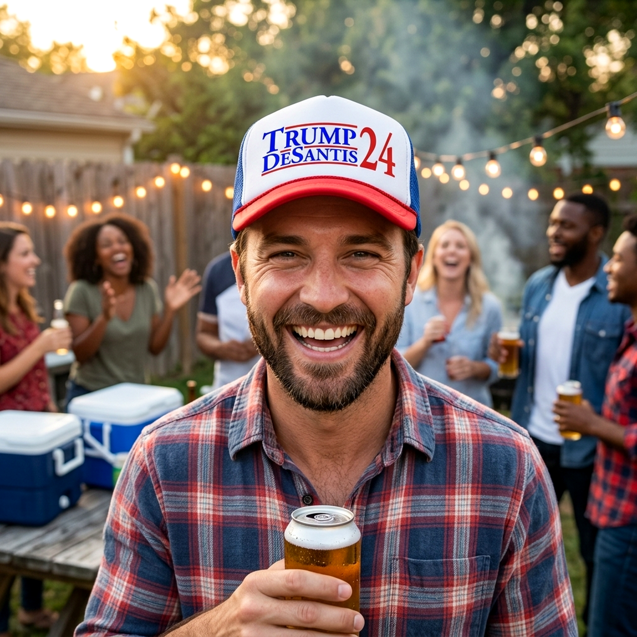 TRUMP - DESANTIS - 2024 For President - Vintage Retro Style Trucker Cap Hat - Five Panel Retro Style TRUCKER Cap