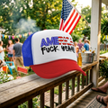 AMERICA - FUCK YEAH! 4th july patriot - Vintage Retro Style Trucker Cap Hat - Five Panel Retro Style TRUCKER Cap