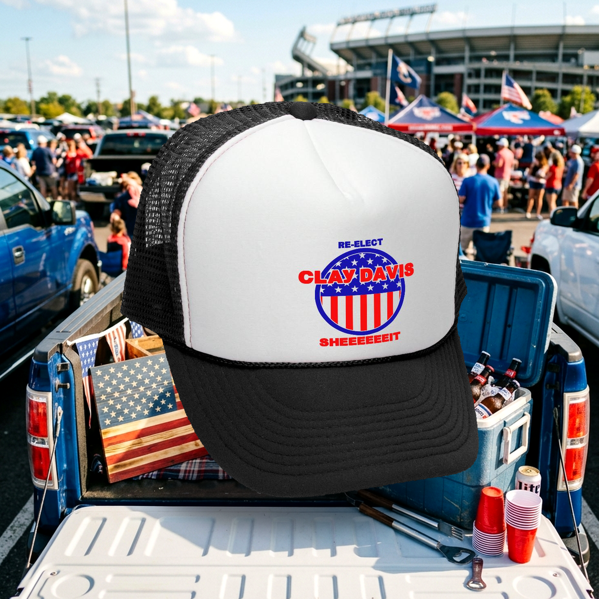 Re Elect Clay Davis Sheeeeeei Trucker Hat - Mesh Cap - Five Panel Retro Style TRUCKER Cap