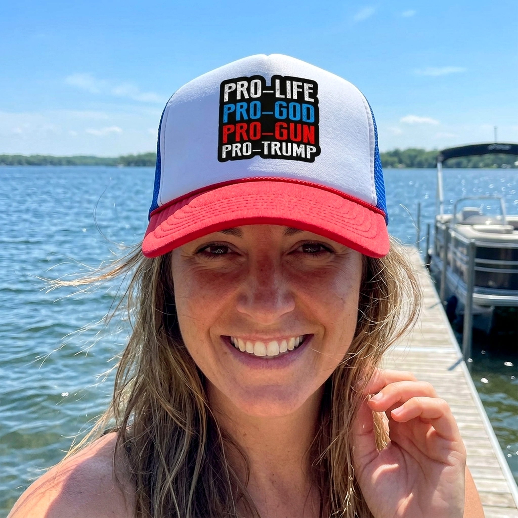 Pro God Life Gun - Vintage Retro Style Trucker Cap Hat - Five Panel Retro Style TRUCKER Cap